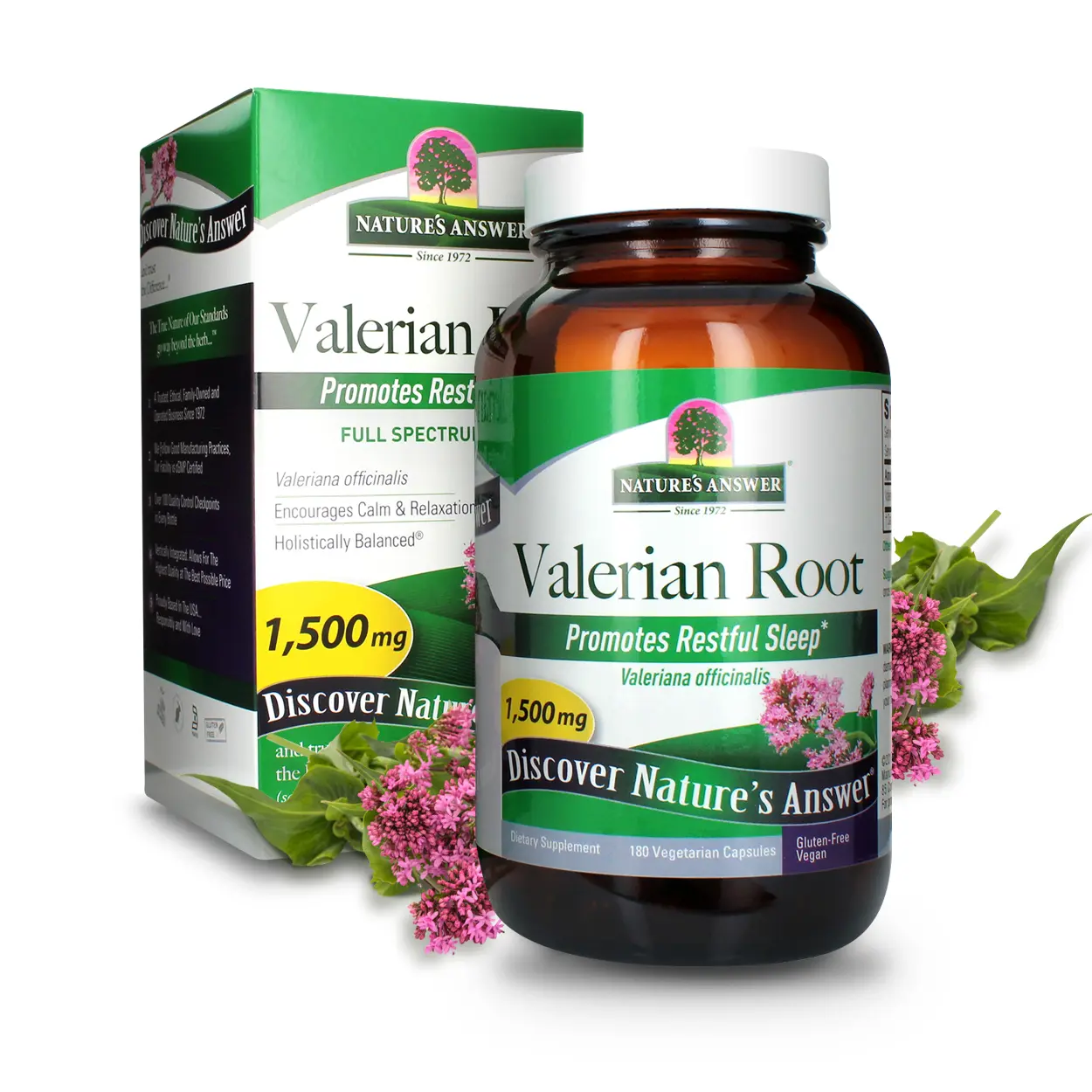 Nature's Answer Valerian Root 1,500 mg 180 Capsules | Natural Sleep Aid | Stress Reliever | Promotes Restful Slumber Healthcare Supplement Fitness