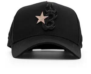 B STAR GOLD 24K DROP Snapback – Luxury Streetwear Hat with Metallic Gold Embroidery, 3D Star Logo, and Premium Black Design