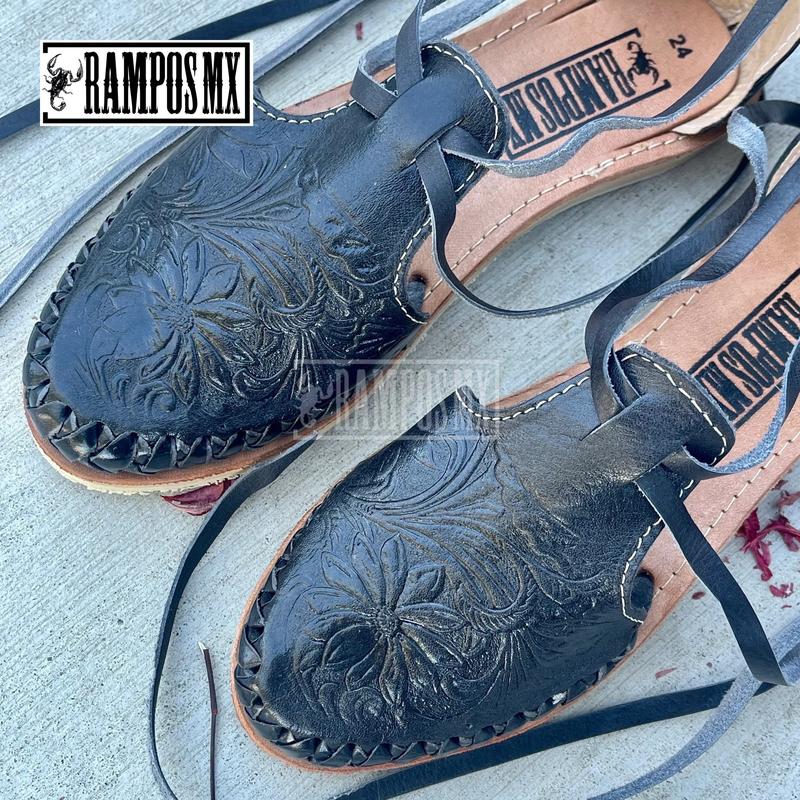 Womens Mexican Sandals, Handmade Leather Lace Up Sandals Huaraches, Sandalias Huaraches Mexicanos,Mexican leather Shoes Lace-up,NEGROS BLACK