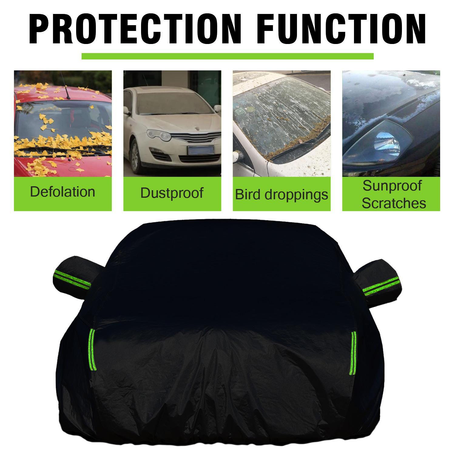 Universal Full Car Cover for SUV Sedan – All-Weather Protection with Reflective Strip, Waterproof UV Scratch Defoliation Resistant for Outdoor Parking,Car Stuff