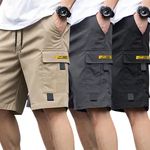 Men's summer lightweight three-piece tooling shorts, multi-pocket design, rear imitation pockets, loose version, durable and anti-wrinkle - suitable for daily wear, classic five-point pants