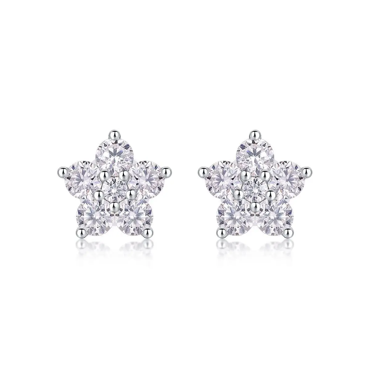 Floral Cluster Moissanite Stud Earrings