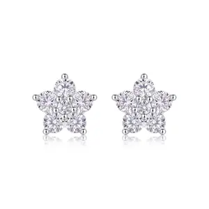 Floral Cluster Moissanite Stud Earrings
