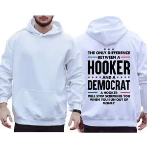 The Only Difference Between A Hooker And A Democrat Hoodie, Unisex Graphic Tees, Funny Shirts, Casual Menswear, Comfy Cotton