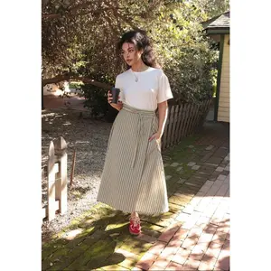 *NEW* Abla A-Line Wrap Skirt - Minted Stripe