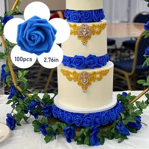 100pcs Foam Fake Roses, Real Look, Suitable for DIY Wedding Bouquet Centerpieces, Floral Decorations, Bridal Party Home Decorations Flower Decorative