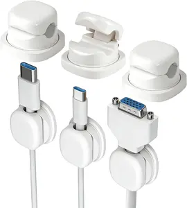 6 Pcs Magnetic Cord Organizer Holder, Magnetic Cable Clips for Desk Cable Management, Under Desk Wire Holder for Phone Chargers, USB Cables & Power Cords, Adhesive Cord Keeper for Home, Office, Car, Nightstand, Wall & Desktop Organization White
