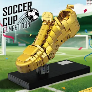 2026 Trending DIY Football Golden Boot Building Blocks Set, Simulated Soccer Shoe Award Model, High-Quality Collectible Display, Brick Statue, Classic Golden Showcase Model, Creative Assembly Gift, Ideal for Football Fans, Replica、mundial 2026