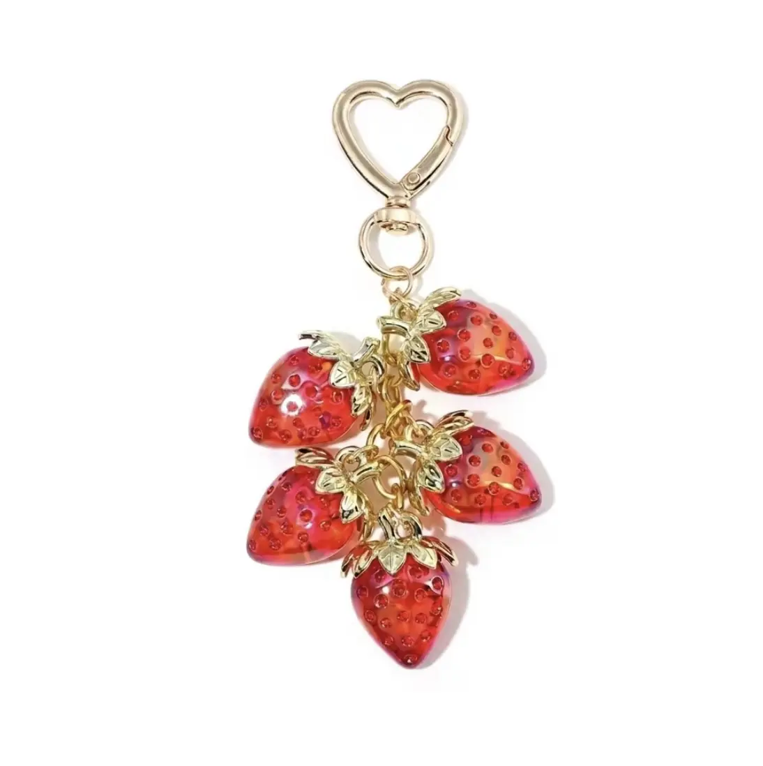 Shiny Handmade Strawberry Keychains - Cute Bling Pendant with Charms, Keychain Decor for Bags, Gift for Her