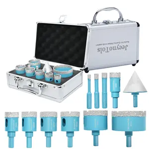 11pcs Dry Diamond Hole Saw Drill Bits Set,Trangle Shank Thread, Drill Bit & 50mm Chamfer Milling Bit for Ceramic Tile Marble Porcelain,Diamond Title Drill Bits, Diamond Core Drill Bits,Diamond Core Drill Bits Power Tool Cutting