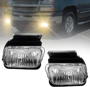 OKSIWA Fog Lights Assembly Compatible With Chevy Chevrolet Silverado 2003-2007 Chevy Avalanche 2002-2006 Without Body Cladding Front Bumper Driving Fog Lamp Kits Fog Light