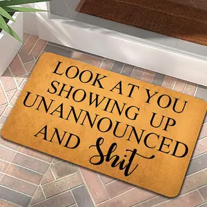 Letter Pattern Door Mat, Non-slip Rubber Welcome Mat, Indoor Porch Door Mat, Home Decor Rug for Entrance Way Living Room Bedroom, Non Slip Rugs