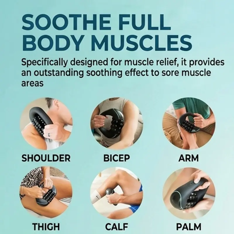 Handheld Electric Muscle Relaxation Massage Roller, 3 Speed Settings, Ergonomic Fascia Reliever, Home Fitness Shoulder Neck Leg Massager, Relief Roller