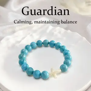 Natural Turquoise Guardian Bracelet with White Shell Cross, Healing Bracelet to Purify Negative Energy and Blessings Combined, March Birthstone, Unisex, Versatile Daily Accessory, Gifts for Mother's Day / Teacher's Day / Nurses' Day