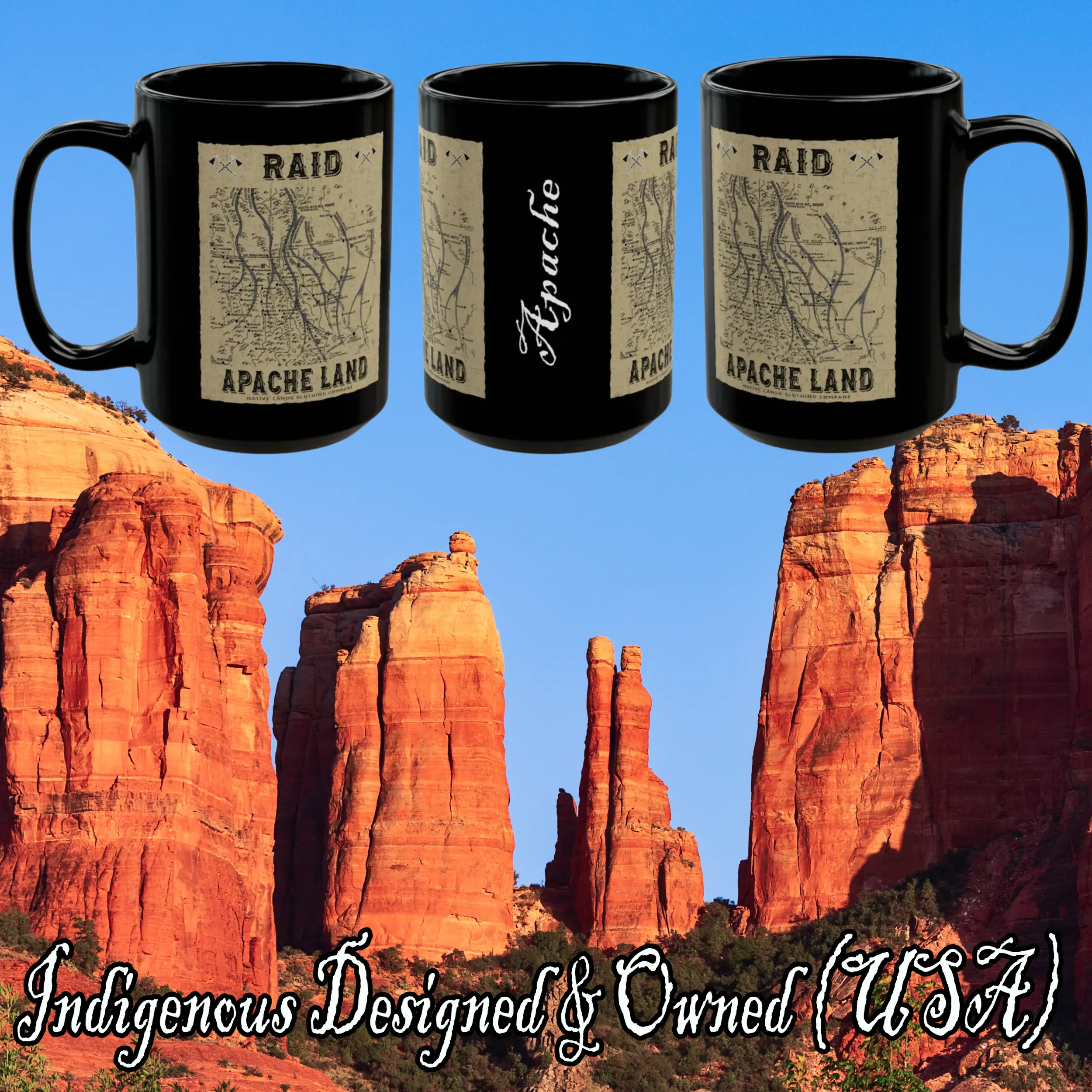 Apache Tribe Raid Routes Mug 15 oz Ceramic - Honoring First Nations, Inuit, Native American Indigenous Cultures
