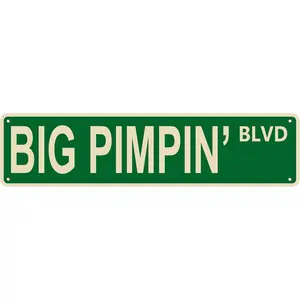 Vintage Tin Sign Big Pimpin Blvd Sign Street Sign Retro Metal Sign for Home Bar Coffee Garden Indoor Ourdoor Decor 4"*16"