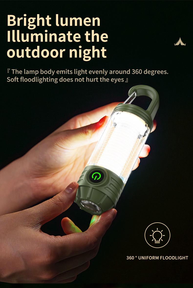 Portable LED Camping Light with Keychain & Hook, Multi-Color Mini Flashlight, Outdoor Atmosphere Lamp for Camping & Hiking