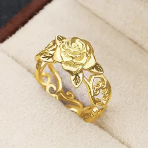 Vintage Hollow Leaf Rose Ring - Elegant and Stylish Bridal Engagement Wedding Anniversary Accessory - Valentine's Day Christmas Mother's Day Gift