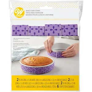 Wilton Bake-Even Cake Pan Strips - Use Cake Strips on Baking Pans for Evenly Baked Cakes, 6-Piece Set, (2) 35 X 1.5-Inch, (2) 25 X 1.5-Inch and (2) 10 X 1.5-Inch Wilton