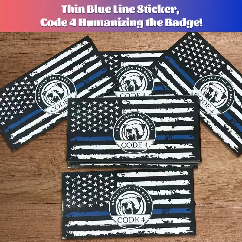 5 Pcs Thin Blue Line Decorative Sticker (Code 4) - Ideal for Home Ornaments