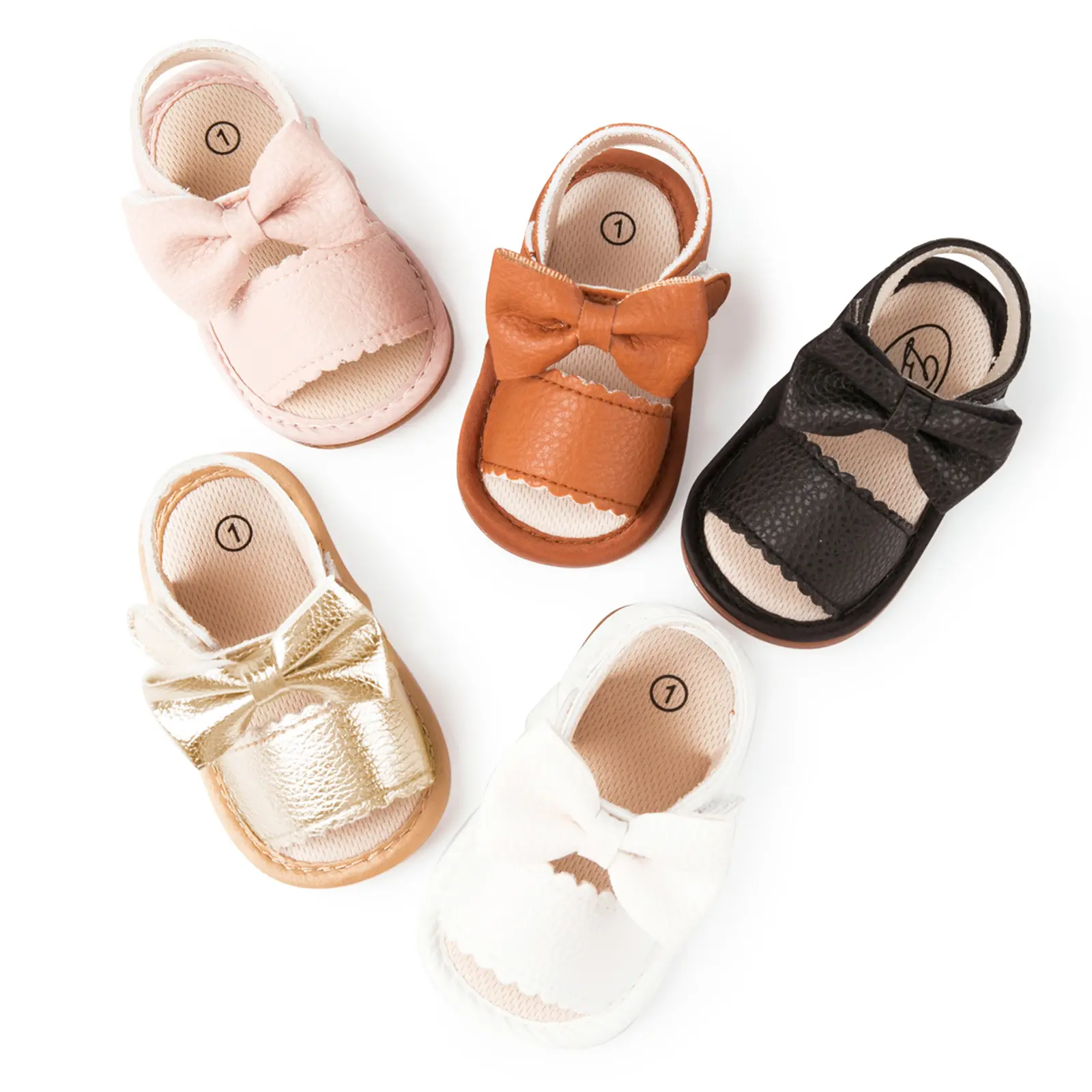 Meihuida Baby Girls Sandals Summer Bowknot Shoe Rubber Sole PU Leather Mesh Infant Toddler First Walkers Princess Dress Outdoor Shoes