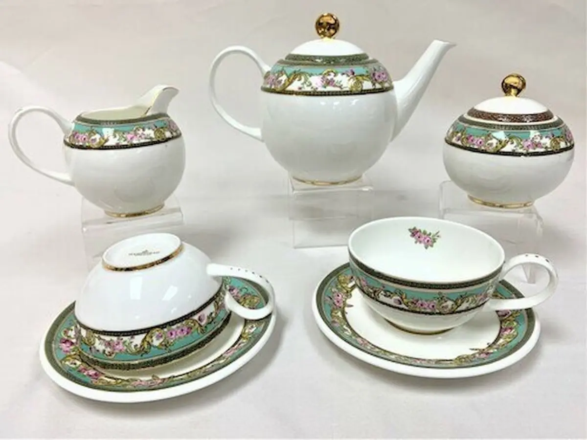 212 MAIN HO-14D136G-15 Floral Decor Teapot Set with Multiple Cups, Kitchen Tea & Coffeeware
