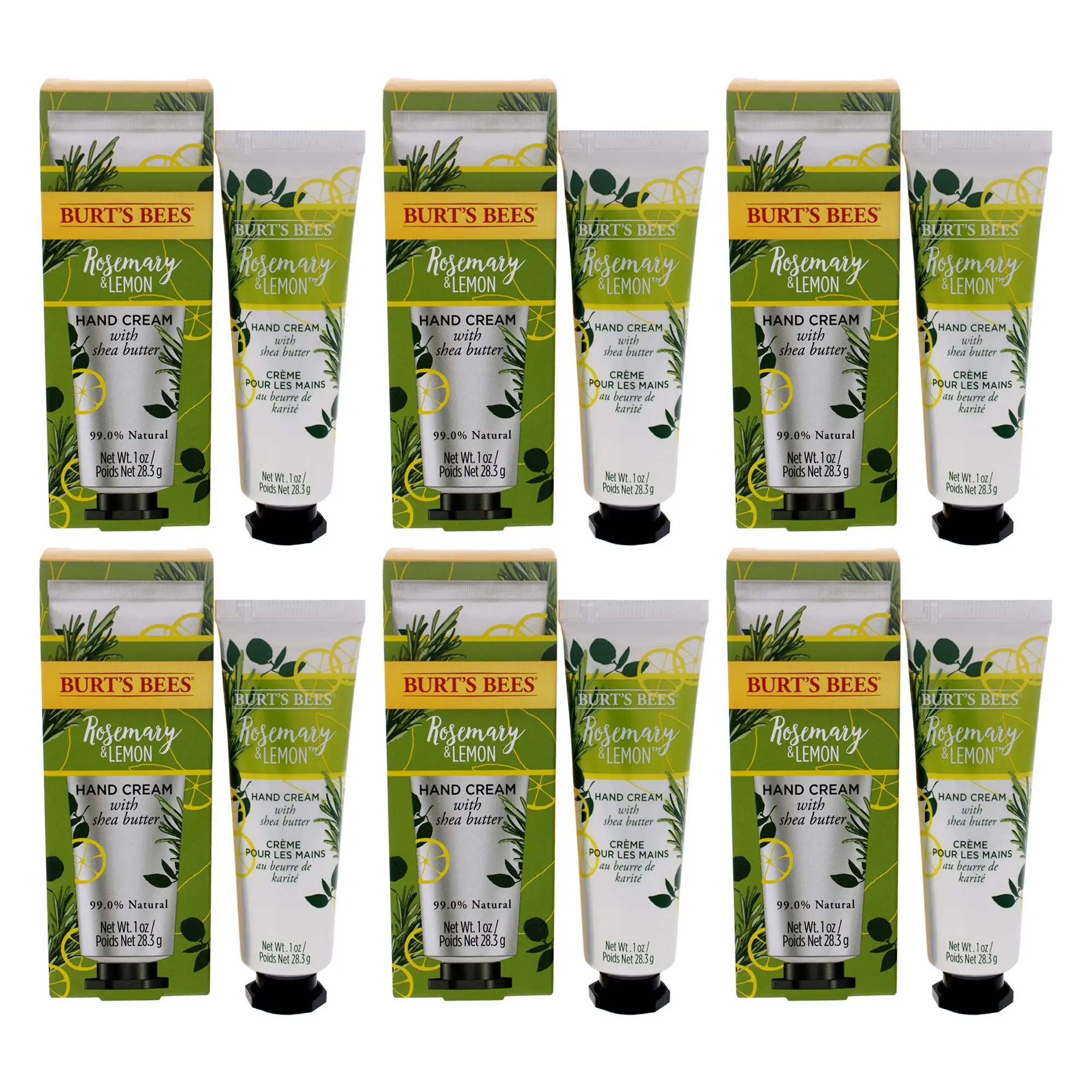 Burt's Bees Lemon Rosemary Daily Hand Cream - Unisex, 1oz, 6-Pack Set