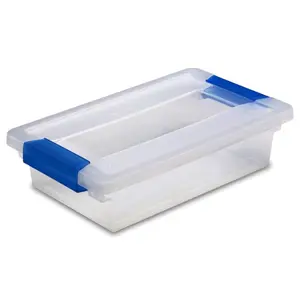 Sterilite Small Rectangle Clip Box with Soft Fern Tint, Tight Latches, Home Organizer Storage Bin