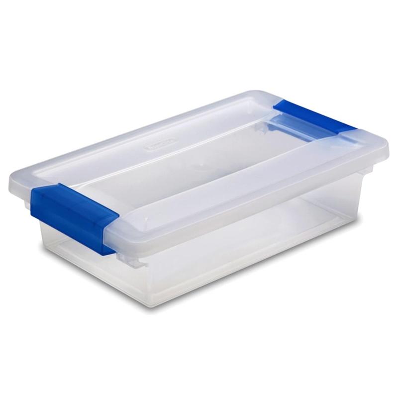 Sterilite 1-Piece Clip-On Small Storage Box - Soft Fern Tint, 11x6.63x5.38", Tight Latch Clasps, Secure Lid, See-From-Any-Side Plastic Rectangle Home Organizer Bin