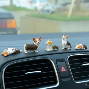 Mini Dog Desk Figurines Set of 5, Cute Resin Puppy Decorations, Cartoon Desk Companions for Office, Cubicle & Home Workspace