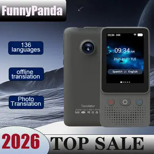 FunnyPanda AI Language Touchscreen Translator Device 138 Languages Real-Time Voice Photo Translation Offline Mode Touchscreen Tech Gadgets Rechargeable Mic Language Learners for Voice Dialogue Translation for Travel, Meetings, Immigration, Study Abroad