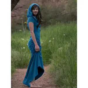 Targeted Women'S Fashion Patchwork Hooded Back Hollow Medieval Dress