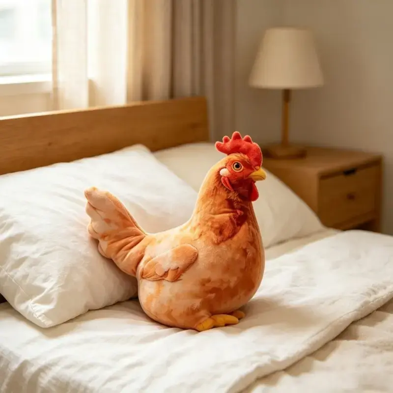 Chicken-Shaped Plush Pillow - Cute Hen Stuffed Animal, Realistic Look Home Decorative Cushion, Soft Furry Sofa Cushion Decorations, Quirky Hammock/Camping Accessory Gift Selfie accessories