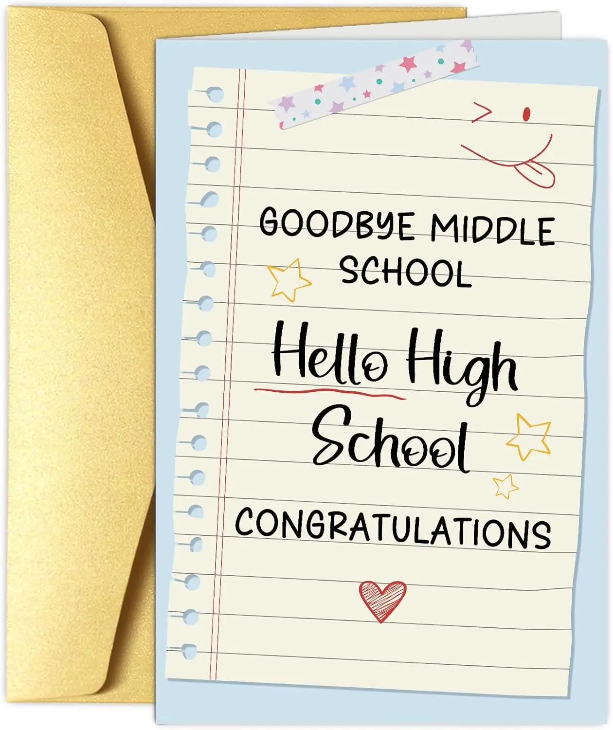 Middle School Graduation Card, Congratulations Cards for Eighth-grade Student, 8th Grade Graduation Gift for Boy Girl, Hello High School