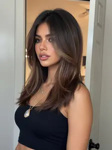 20 Inch Straight Hair Wig for Women, Natural Daily Wear Style, No Bangs Medium Length Synthetic Fiber Wig Hairpiece, Fashionable Look, Synthetic Material Wigs, Machine Made Wigs