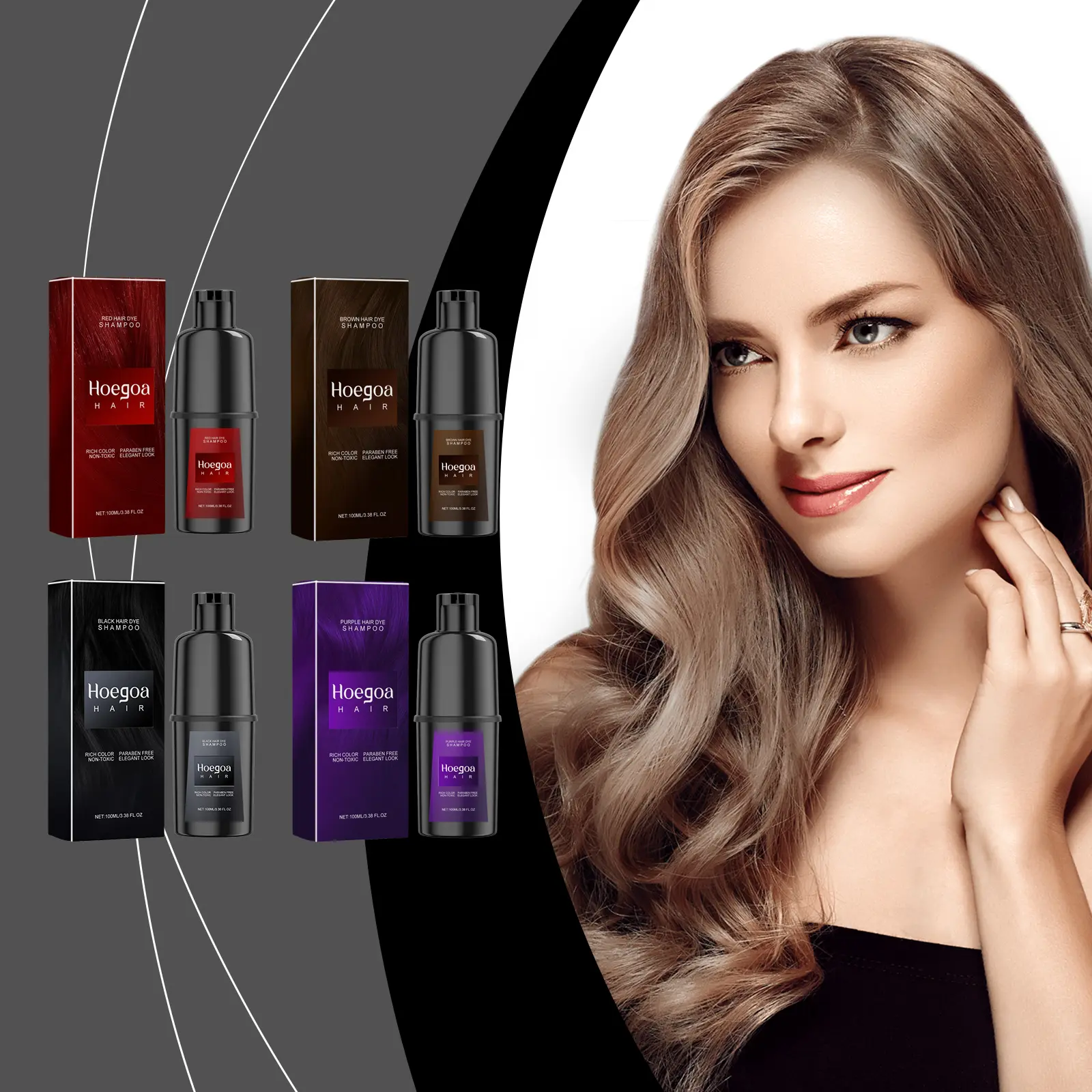 Hoegoa Vegan Hair Color Shampoo | TikTok Viral DIY Color Depositing Treatment | Salon-Worthy Root Touch-Up & Split End Repair | Non-Damaging Gray Coverage & Vibrant Shine Haircare Ginseng