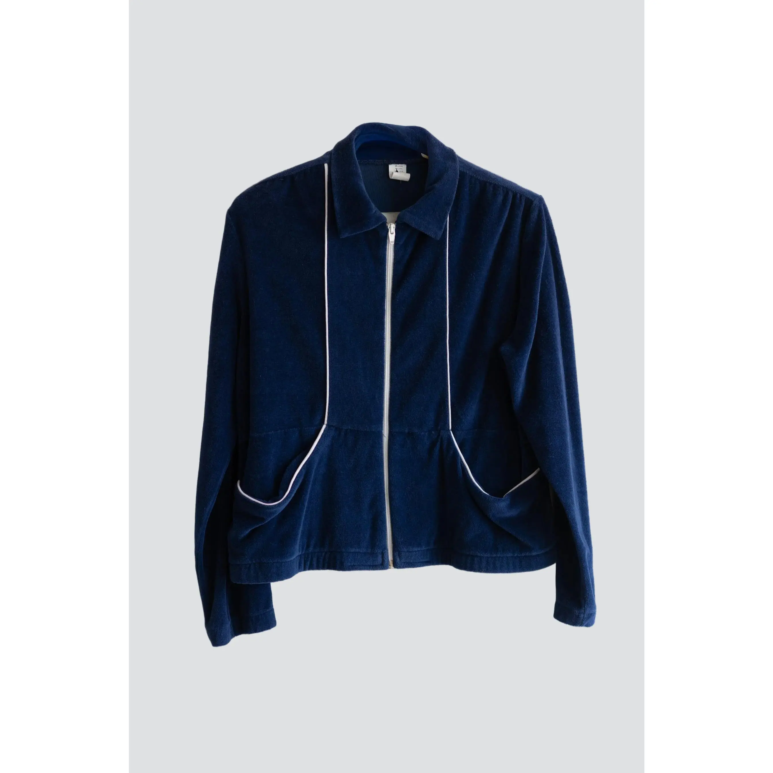 Navy Velour Track Jacket