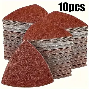 10-Piece Triangle Hole-Free Sanding Pad Set, Multi-Grain (60/80/120/180/240), Durable Aluminum Oxide Material, Fast Results & Smooth Surface