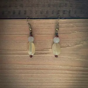 Citrine & Quartz Hook Drop Earrings - Natural Gemstone
