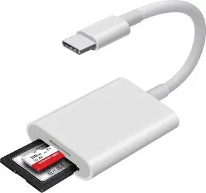 USB C SD Card Reader 2-in-1, USB-C to SD/ SD Card Reader for  15/16 Pro Max, iPad Pro/MacBook, Digital Camera,  Data Transfer, Compact Memory Card Adapter