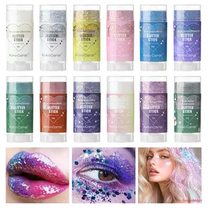 Independence Day Glitter Stick, Red Blue White Holographic Chunky Sequins Design, Multi-use For Hair, Face And Body, Sparkling Finish, Ideal For July 4th Outfit Styling And Rave Party Accessories