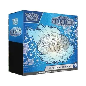 Pokemon - Stellar Crown Elite Trainer Box - Official Trading Card Game Product - Blue and White Design - Collectible Trading Card Game Item