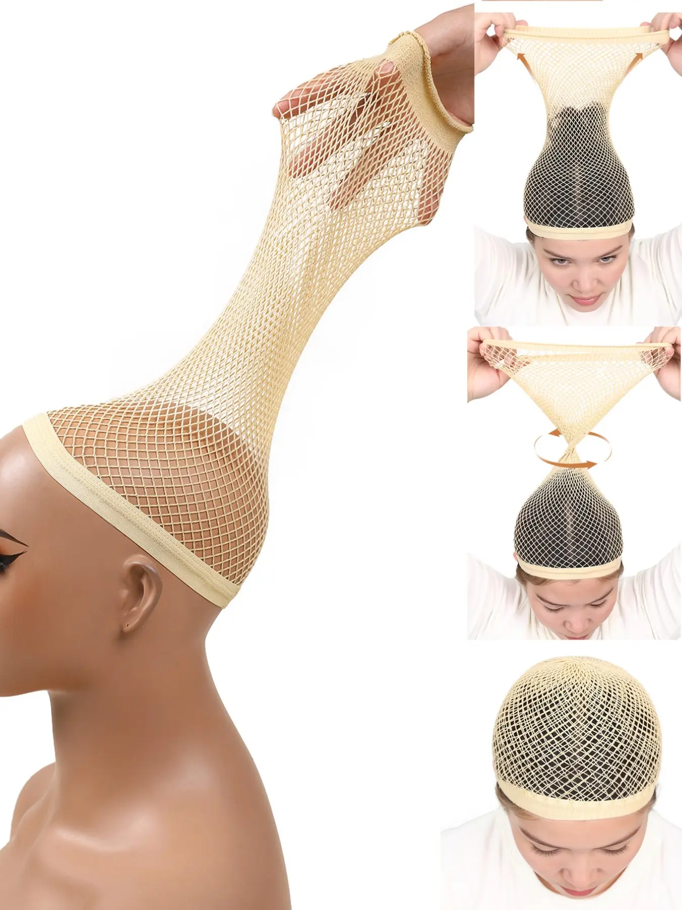 wig caps for women non slip Women's Anti-Slip Breathable Mesh Wig Cap Set, Adjustable Wig Cap, 2-Piece Long Hair Wig Net, Non-Tangling Nylon Wig Net for Beginners, Halloween Role-Playing, Wig Grip Cap