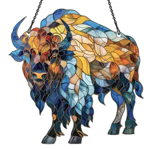 Azaad Apparel Bison Ornament Acrylic Window Hanging; Gift For Wild Animal Lovers, Home Wall Room Hanging Decor, Christmas Decorations