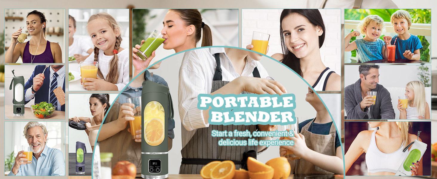 Portable Blender - USB Charging Handheld 500ML Mini Electric Juicer, 50W 1.23 lbs Compact Multifunctional Mixer with 12 Cutting Blades, 1500 mAh Battery, 21000 RPM, 45 Seconds Blending for Shakes, Smoothies (Party Gift, Home Supply), Blenders For Smoothie