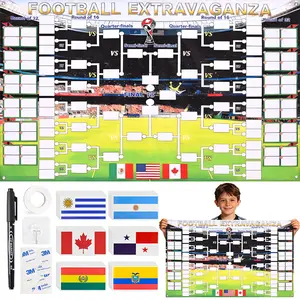 2026 World Soccer Tournament Extra Large Schedule Poster 59"x36" , 128PC Reusable National Flags Sticker, Soccer Schedule Posters with Full Match Timeline with Hooks,  Marker Pen, String, Summer World Soccer Wall Chart Poster Set