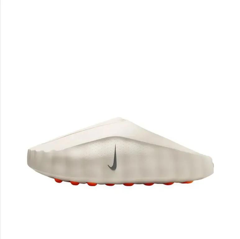 Slip‑on mule clogs off‑white perforated upper thick wavy orange pod outsole minimalist futuristic style lightweight cushioned street beach vacation unisex casual slide footwear