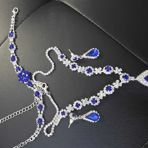 Elegant Emerald Jewelry Set, Exquisite Trendy Necklace & Earrings & Bracelet & Ring, Fashionable Jewelry Set for Party Decoration, Matching Jewelry Set