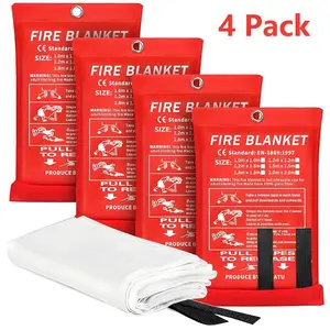 Emergency Fire Blanket 4 Pack Fiberglass Suppression for Kitchen 40 x 40 Fire Blanket for Home Safety Gear Safety First in the Kitchen home essentials Survival Equipment