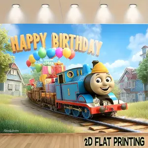 2D Flat Banners 1pc Birthday train  Theme designfor parties, events and home decor, perfect for living rooms